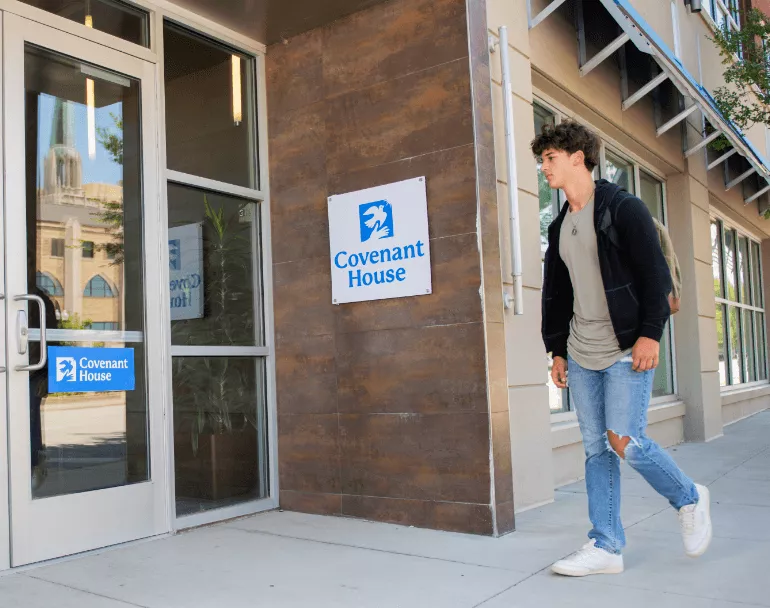 former homeless teen entering shelter | Covenant House - Donate Now