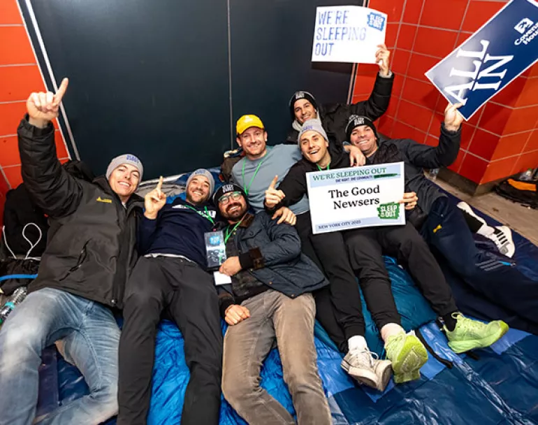 The Good Newsers sleeping out for Covenant House