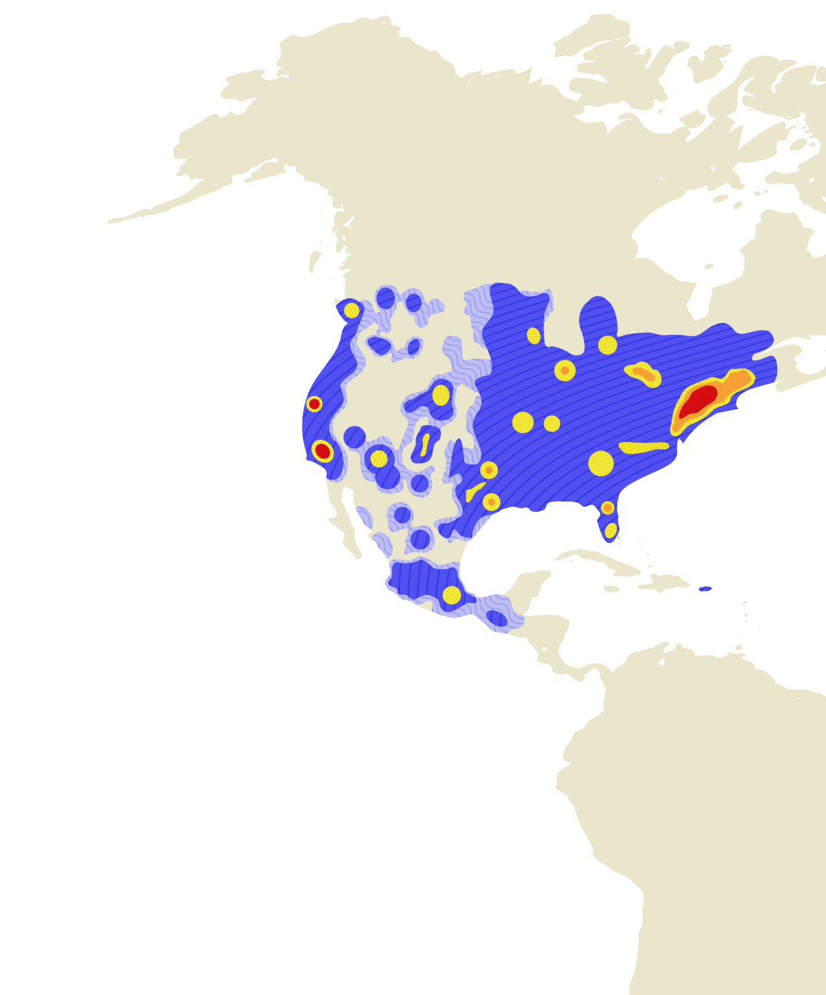 Our Supporters! A Map showing density of supporters across the USA and Latin America!
