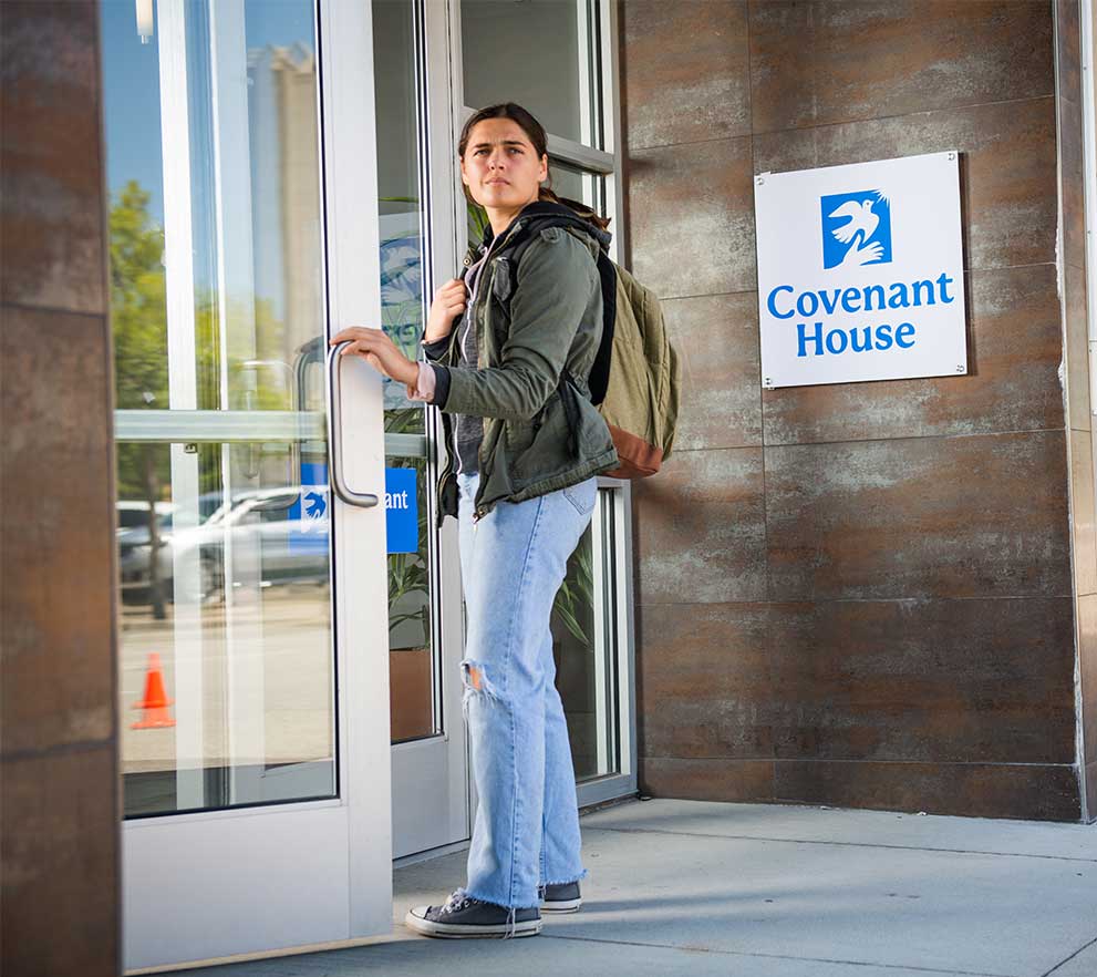 homeless youth entering Covenant House site | immediate care and shelter for homeless youth