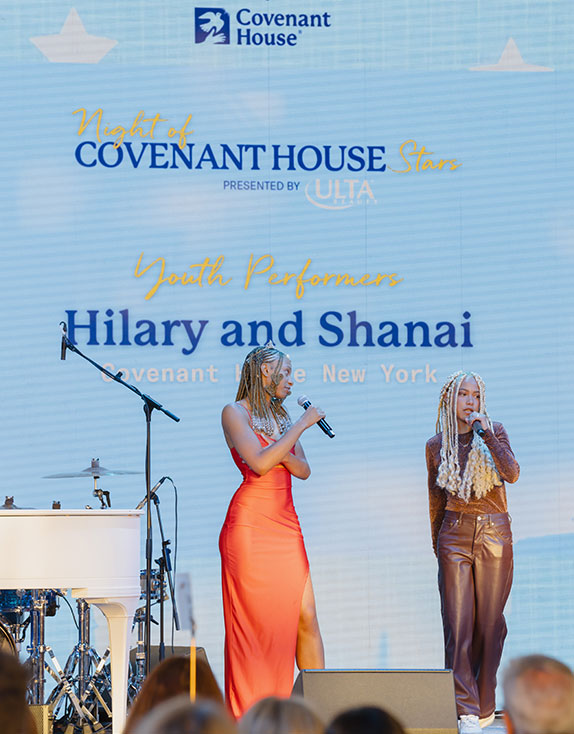 Covenant House youth performers Hilary and Shanai at Night of Covenant House Stars gala 2024 at NYC Javits Center
