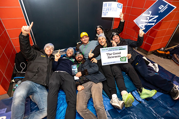 The Good Newsers sleeping out for Covenant House
