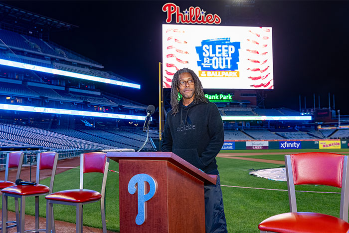 Phillies Citizens Bank Park Covenant House Global Sleep Out speaker