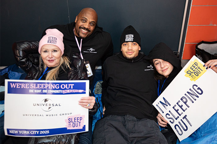 Covenant House Eric Hutcherson with family at NYC Sleep Out