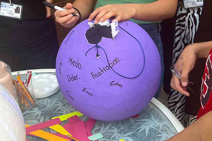 Youth at Covenant House Mexico engage in an emotional wellness activity.