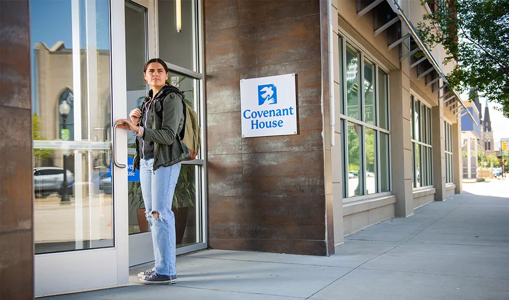 Homeless youth entering Covenant House shelter