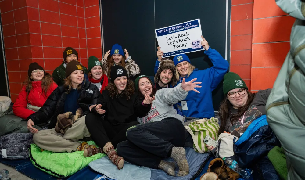 Youth gather to participate in Covenant House New York's first Sleep Out event of 2026 in March.