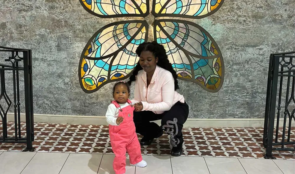 homeless young mother with baby