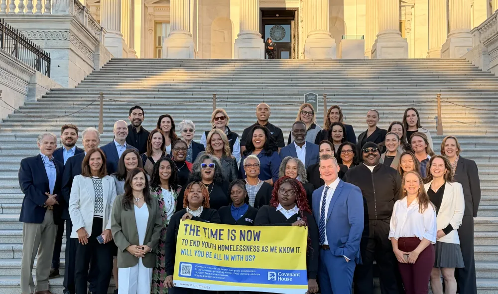 Covenant House staff, youth, and supporters gather on steps of the Capitol on Hill Day 2025.