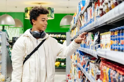 former homeless youth grabbing food at grocery store | Covenant House - Donate Now and Make 4X the Impact