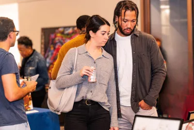 Knicks player Jalen Brunson at Covenant House New York Youth Art Show 