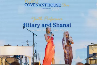 Former homeless youth performers Hilary and Shanai at Night of Covenant House Stars 2024 gala