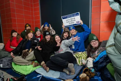 Youth gather to participate in Covenant House New York's first Sleep Out event of 2026 in March.