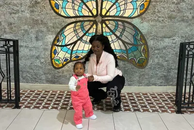 homeless young mother with baby