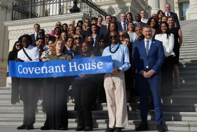 Covenant House staff, youth, and supporters gather on steps of the Capitol on Hill Day 2025.