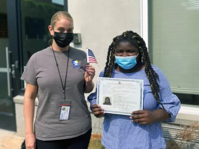 Ann receiving her citizenship