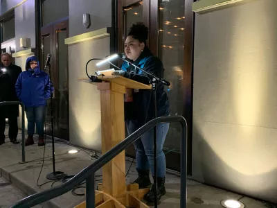 Covenant House Youth Ambassador Ryna Lealai at Covenant House Alaska candlelight vigil