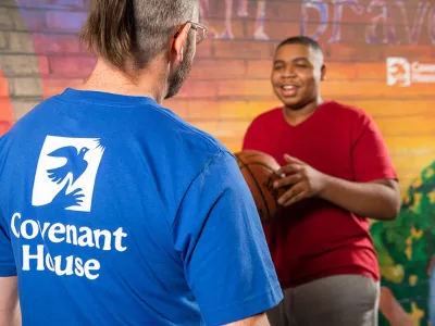 Covenant House staff providing mental health care to homeless youth in need