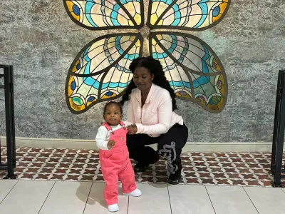 homeless young mother with baby