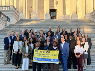 Covenant House staff, youth, and supporters gather on steps of the Capitol on Hill Day 2025.