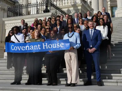 Covenant House staff, youth, and supporters gather on steps of the Capitol on Hill Day 2025.