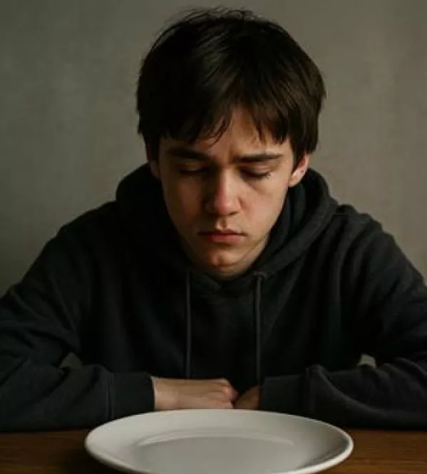 hungry homeless teen with empty plate | Donate today to help homeless kids facing food insecurity