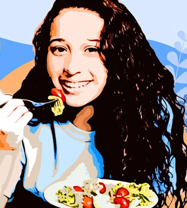 homeless girl enjoying meal | Covenant House - Donate now to nourish homeless kids