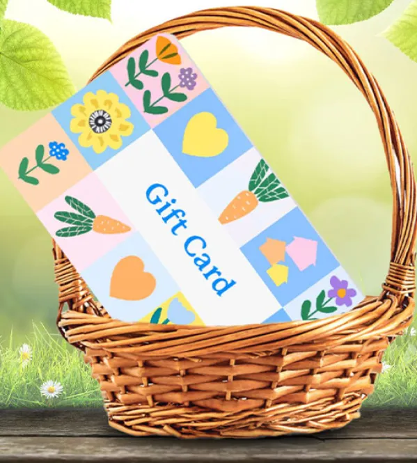 Easter gift card in basket | Covenant House - Send 2X the Gift Cards to support youth in need.