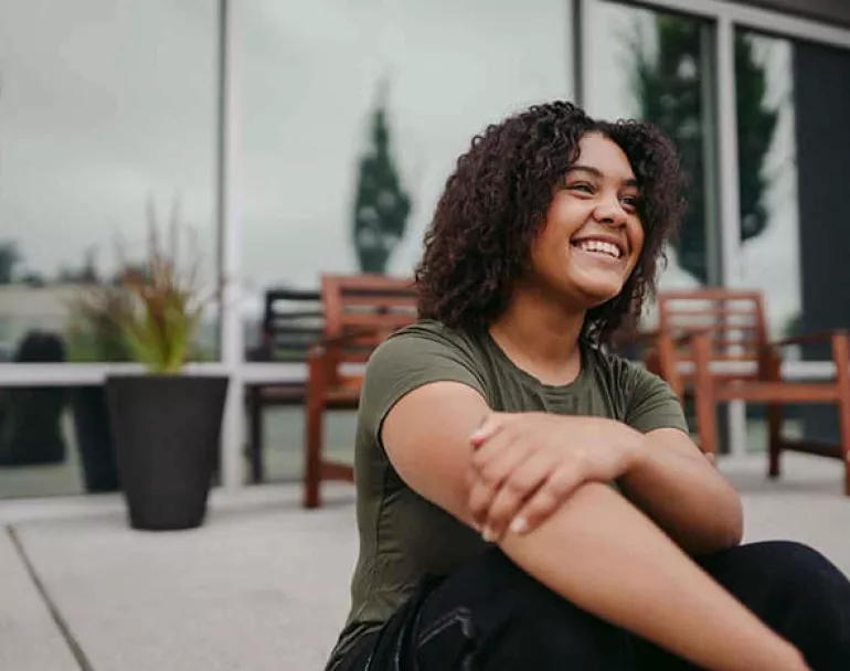 Young girl smiling at Covenant House