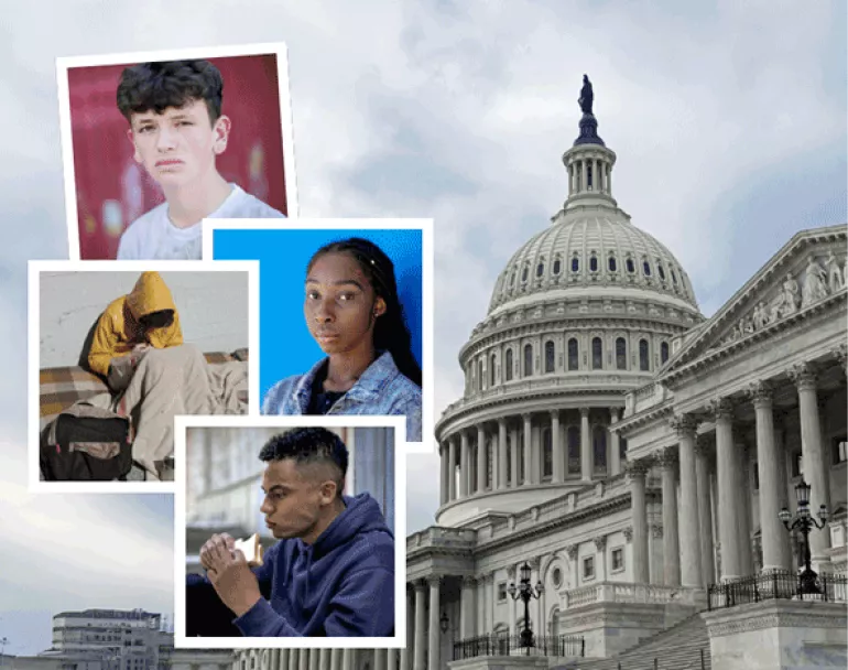 Photos of Homeless youth next to the Capitol | Covenant House Hill Day