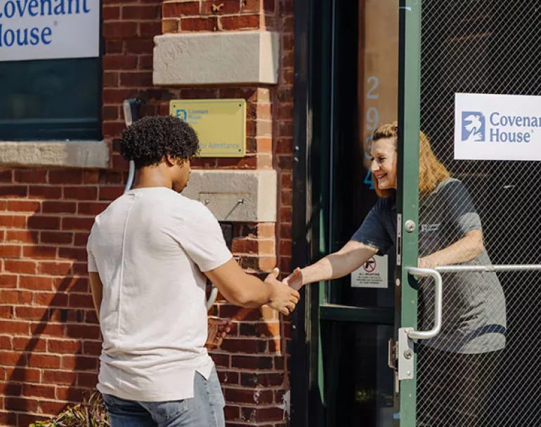Homeless youth in need entering Covenant House shelter