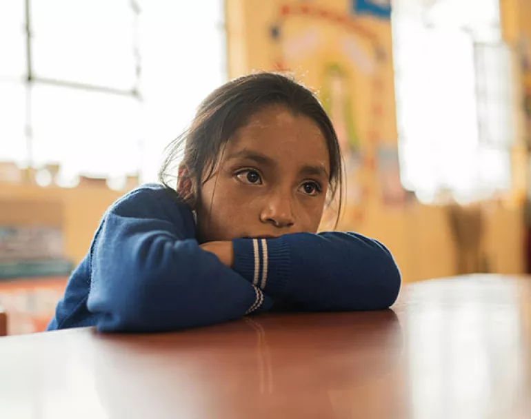 Latin American homeless girl in classroom | Covenant House
