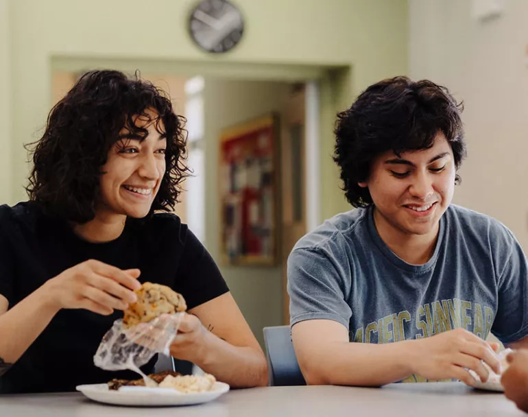 homeless youth eating lunch at shelter | Covenant House