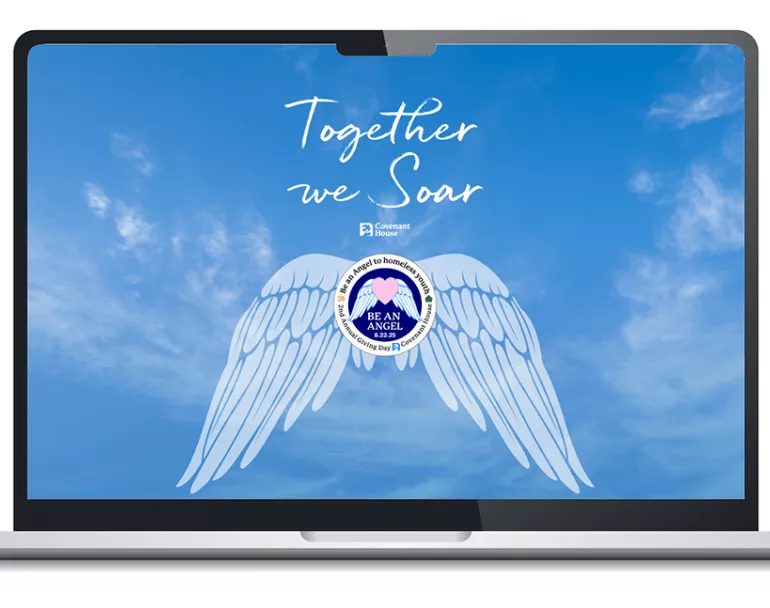 Angel Wings with message above "Together We Soar" digital wallpaper | Covenant House - Be an Angel Day