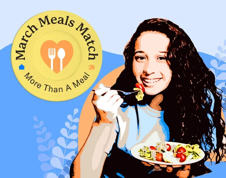 homeless teenage girl with meal | Covenant House - March Meals Match