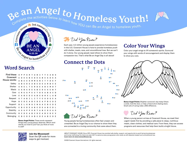 Covenant House Be An Angel Day Activity Sheet