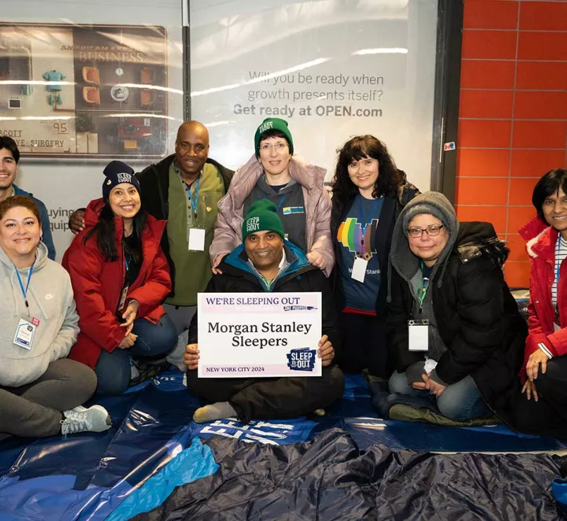 Morgan Stanley employees at Covenant House Sleep Out