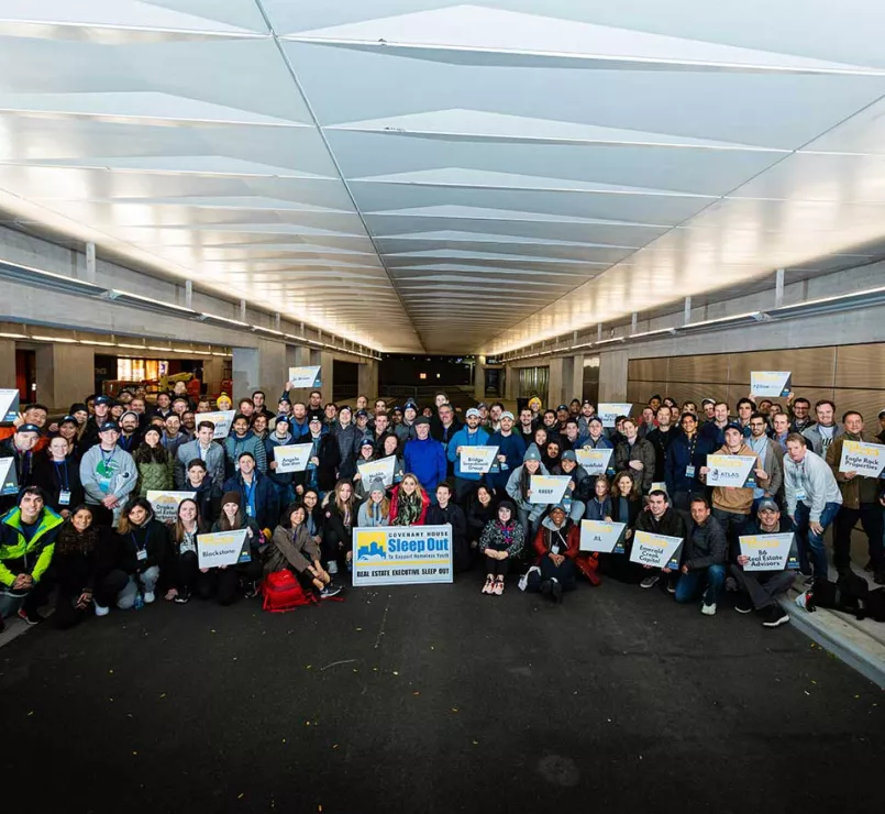 Covenant House Sleep Out Volunteers gathered for a group photo