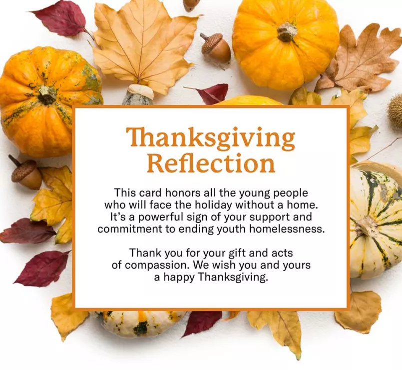 Thanksgiving placecard from Covenant House 
