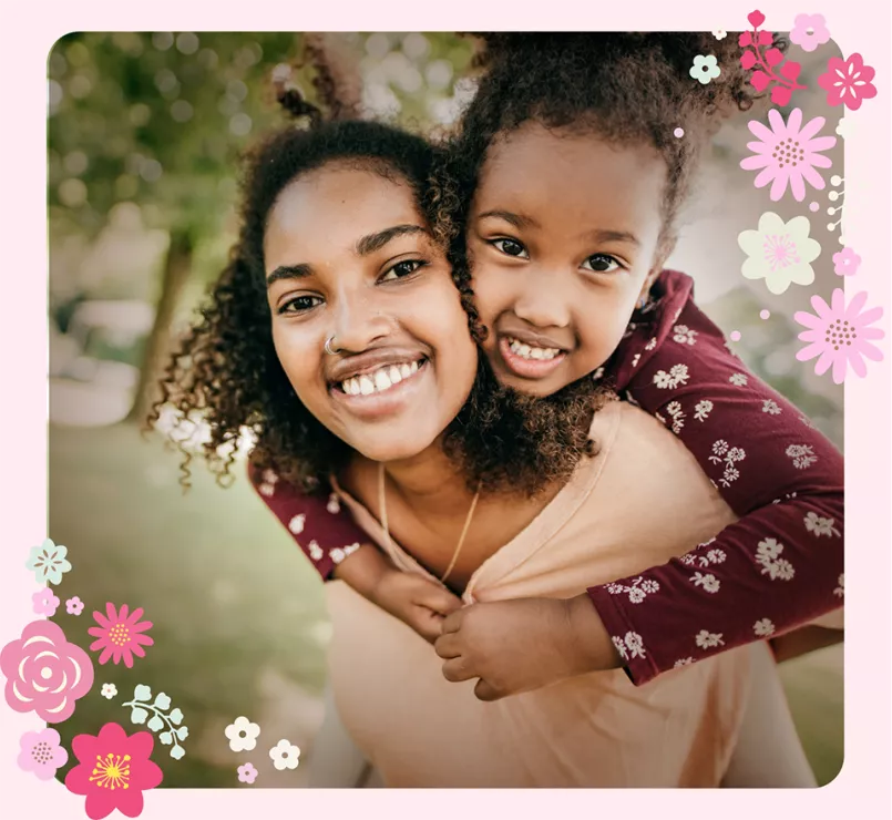 young mom carrying daughter on her back | Covenant House - Mother's Day
