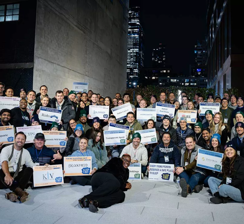 Sleep Out Volunteers taking group photo | Covenant House