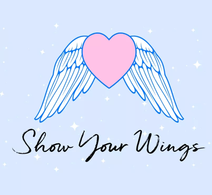 heart with wings. Message underneath says: "Show Your Wings" | Covenant House - Be An Angel Day