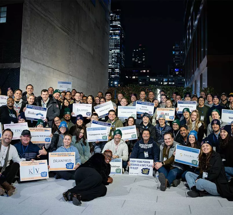 Covenant House Sleep Out Volunteers raising awareness and funds for homeless youth in NYC