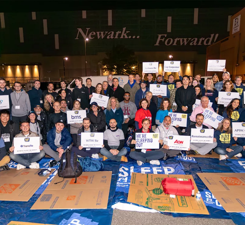 Covenant House Sleep Out volunteer group photo in Newark, New Jersey