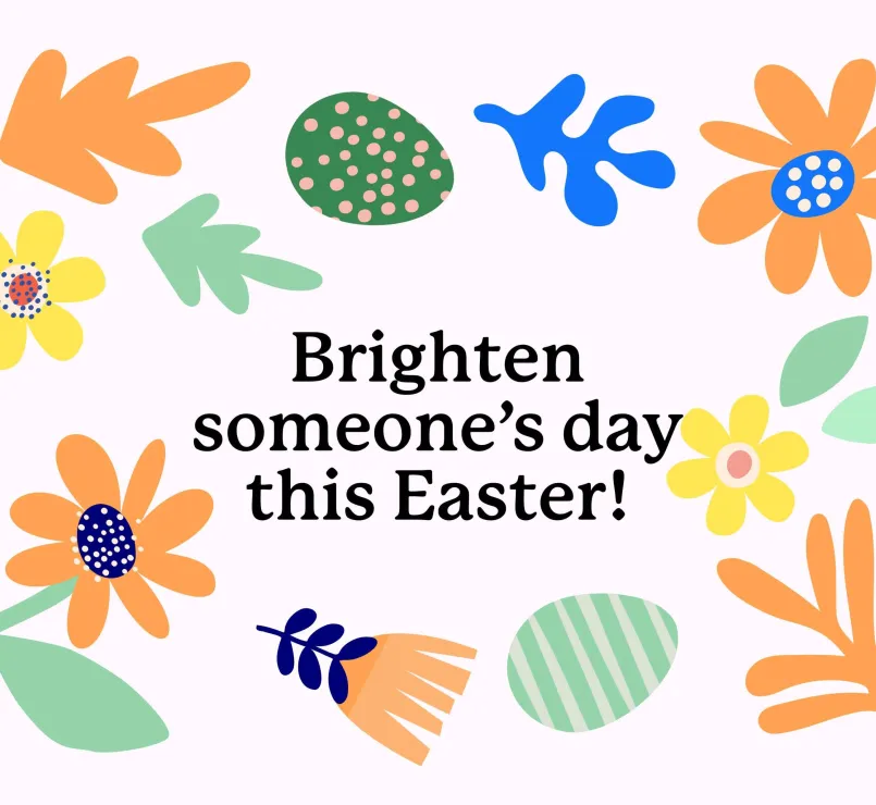Covenant House Easter graphic with message: "Brighten someone's day this Easter!"