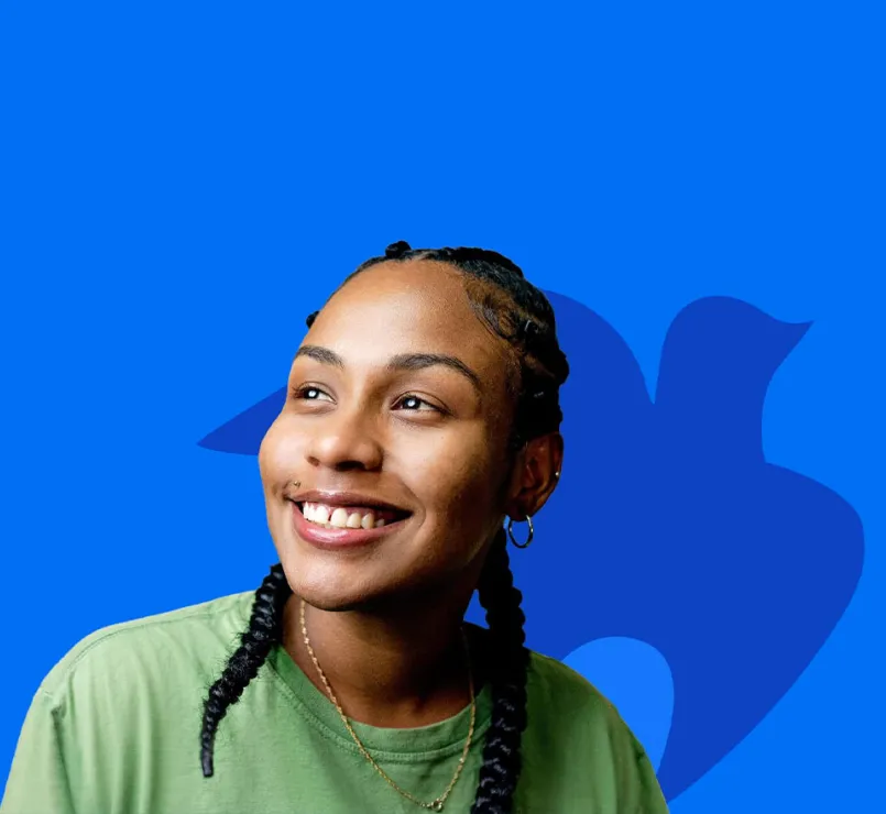 Covenant House youth in need smiling with dove background 